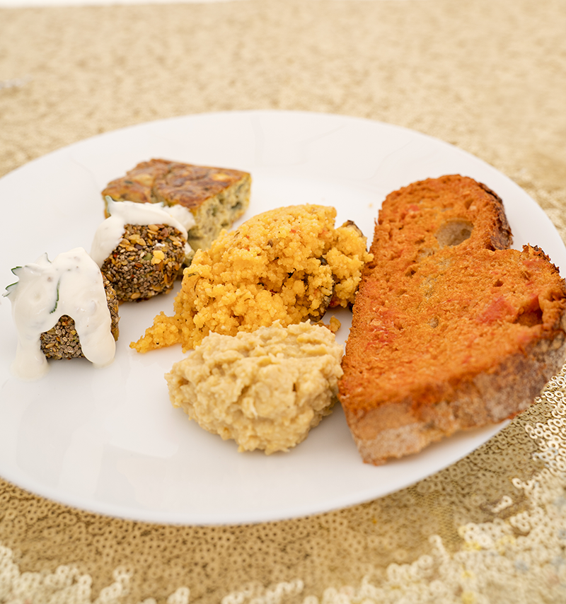 Food presented on a side plate